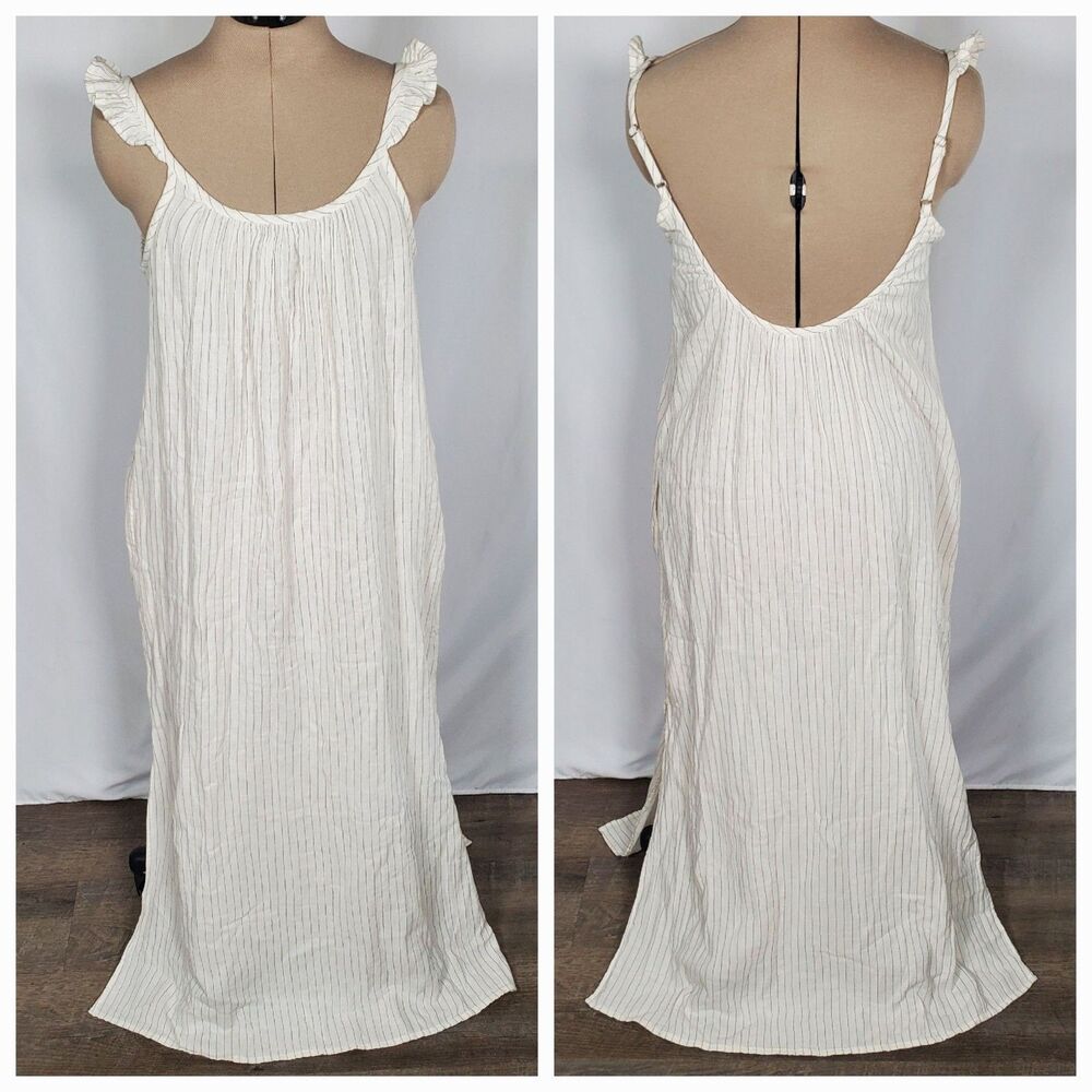 NWT Soma Women’s Dress Size XS White Black 100% Cotton Maxi Flowy Swim Cover-Up - Picture 3 of 12